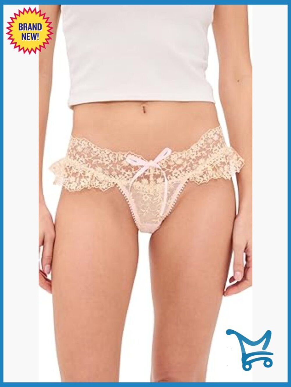 Gilded Lace Thong Panties - Small, Sheer, Low Rise